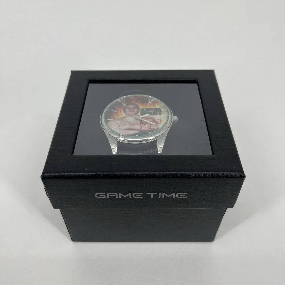 WWE Game Time Andre The Giant Pioneer Black Series Mens Watch Silver Black NEW